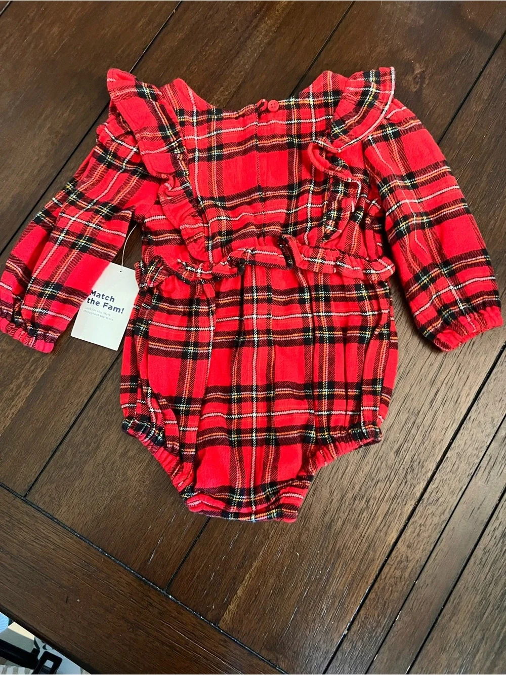 Old Navy Red and Black Plaid Baby Romper